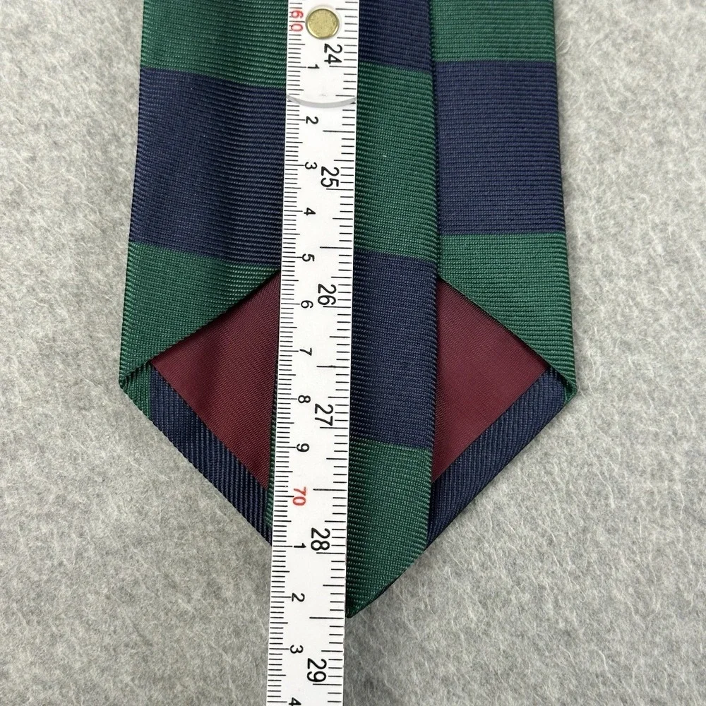 Vintage Bergdorf Goodman Silk Tie Navy Green Regimental Stripe USA 57x4